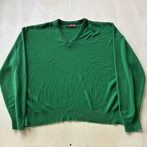 Vintage Drummond Sweater Mens 3XL Green V Neck Ultra Soft Tight Knit Pullover